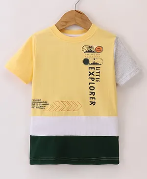 Under Fourteen Only Half Sleeves Little Explorer Printed & Color Blocked Tee - Yellow