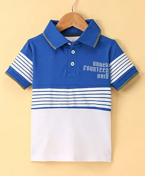 Under Fourteen Only Half Sleeves Pencil Polo Tee - Blue
