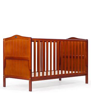 Babyhug Merlino 2 in 1 Wooden Cot Cum Junior Bed with Height Adjustable & Plug and Play Assembly  Walnut| Solid Pinewood
