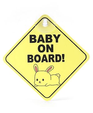 Babyhug Car Sign Boards & Stickers with Rabbit Print -Yellow