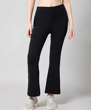 Zelena Post Partum High Waisted Solid Lounge Pants With Two Pockets  - Black