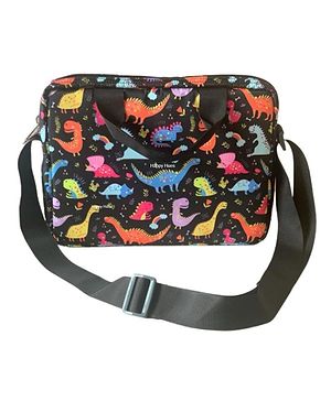 Happy Hues iPad Bag with Handle & Adjustable Shoulder Strap 3 Compartments Dino Design - Blue