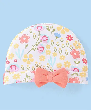 Babyhug 100% Cotton Cap Floral Print - Pink