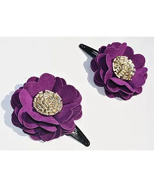 Little Tresses Scalloped Flower Snap Clip Set Of 2 - Purple