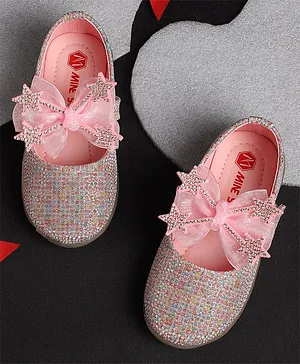 Mine Sole Stone Beads Embellished & Bow Detailed  Bellies  - Pink