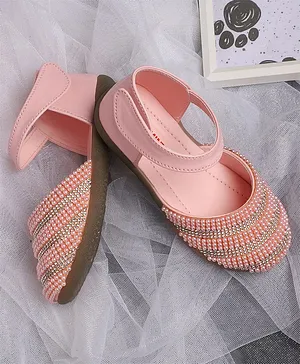 Mine Sole Stone & Pearl Detailed Embellished  Sandals - Baby Pink