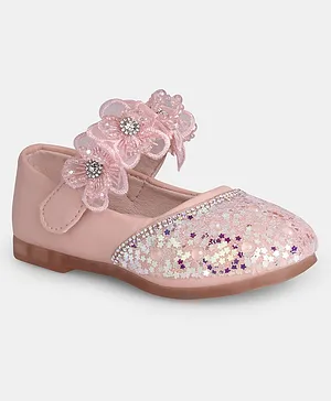 Mine Sole Shimmer & Stone With Corsage Embellished Bellies - Pink