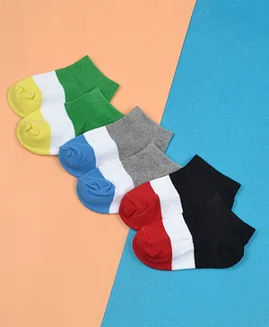 Footprints Pack Of 3 Pair Colour Blocked Organic Cotton Socks - White & Red