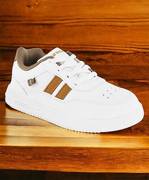 Lil Lollipop Placement Striped Lace Up Shoes - White & Brown