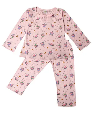Coco Candy Full Sleeves Little Fairy Printed Night Suit - Pink