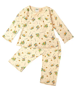 Coco Candy Full Sleeves Little Fairy Printed Night Suit - Peach