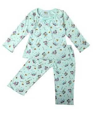 Coco Candy Full Sleeves Little Fairy Printed Night Suit - Blue