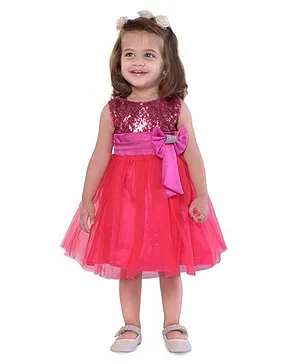 The KidShop Sequins Embellished Party Dress - Fuchsia Pink