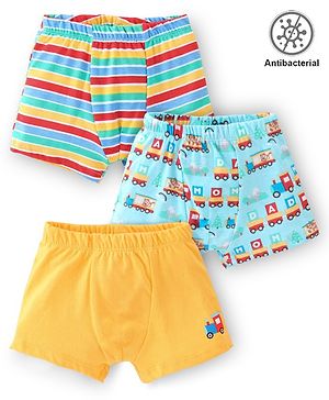 Babyhug 100% Cotton Antibacterial Trunks Pack of 3 - Yellow & Blue