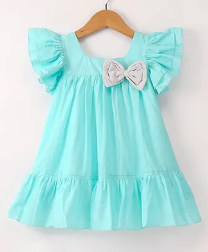 Rassha Cap Frill Sleeves Bow Detailed Tiered Dress - Sky Blue
