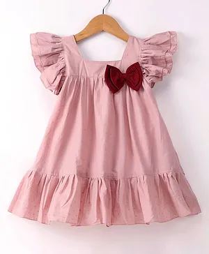 Rassha Cap Frill Sleeves Bow Detailed Tiered Dress - Light Rose Pink