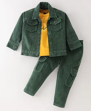 Robo Fry Cotton Full Sleeves Jacket with T-Shirt & Trouser - Green