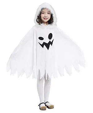 Kaku Fancy Dress Full Sleeves Halloween Ghost Costume Dress With Cloak  For Girls - White