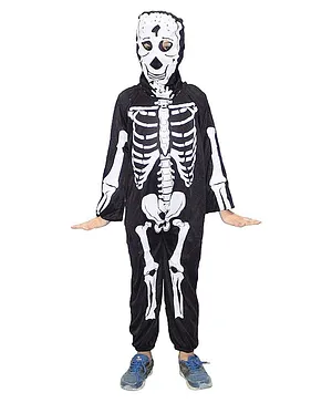 Kaku Fancy Dress Halloween Theme  Scary Skeleton Costume  Jumpsuit - Black
