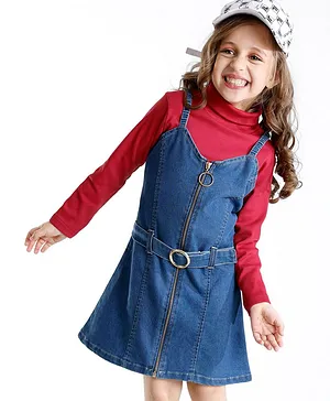 Frocks with Inner Tee, Solid, Girls, 6-8 Years - Frocks and