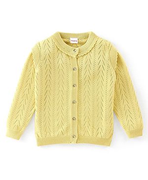 Babyhug Full Sleeves Designed Front Open Sweater - Yellow Babyhug Full Sleeves Designed Front Open Sweater - Yellow