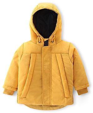 Babyhug Full Sleeves Hooded Jacket Solid Color - Yellow