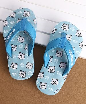 Cute Walk by Babyhug Slip On Flip Flop with Bear Print - Blue