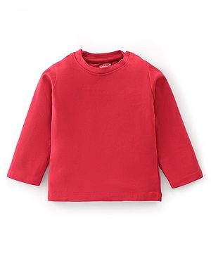 Babyhug 100% Cotton Knit Full Sleeves Solid Colour T-Shirt - Red