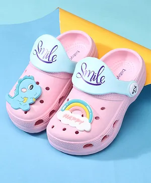 Babyoye Slip On Clogs with Dino Applique - Pink