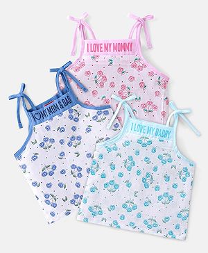 Babyhug 100% Cotton Sleeveless Jhabla Floral Print Pack Of 3 - Blue & Pink