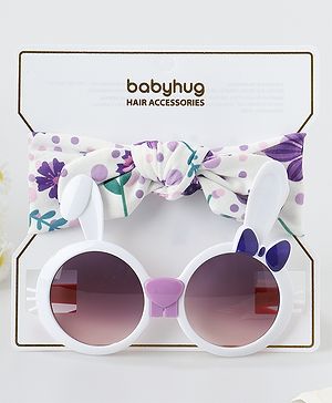 Babyhug Free Size Headband with Sunglasses - White