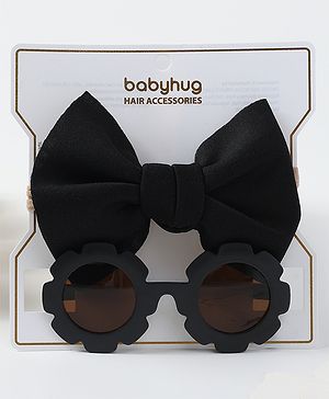Babyhug Free Size Bow Headband with Sunglasses - Black