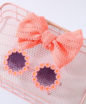 Babyhug Free Size Bow Headband & Sunglasses with Flowers - Pink