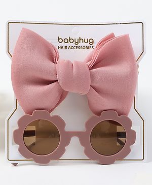 Babyhug Free Size Bow Headband with Sunglasses - Pink
