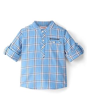 Babyhug Cotton Woven Full Sleeves Checks Kurta Shirt - Blue