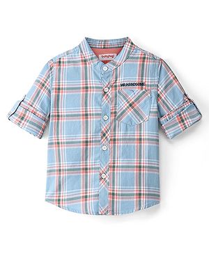 Babyhug Cotton Woven Full Sleeves Checks Shirt - Blue