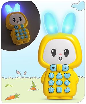 Babyhug Bunny Musical Yellow Mobile Phone| Pretend Play, Songs and Melodies|Learning Cell Phone Toy for Kids| Musical Lightening Toy For Kids| Gifting Toy| BIS Certified| 3 Years+