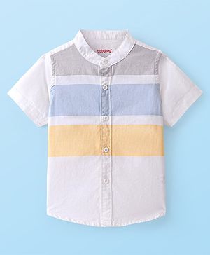Babyhug 100% Cotton Knit Half Sleeve Shirt Striped - White