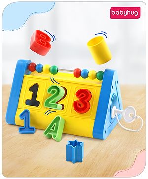 Babyhug Alphabets Numbers and Shape Sorter Set -Yellow & Blue
