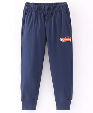 Fido Cotton Looper Full Length Lounge Pants Car Print - Navy Blue