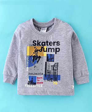 Simply Sinker Full Sleeves T-Shirt Skaters Print- Blue & Grey