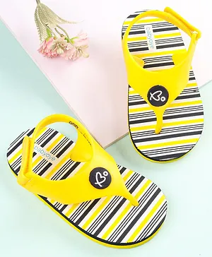 Babyoye Velcro Closure Striped Flip Flops - Yellow & Black
