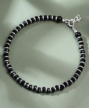 Black Silver 925 Silver Plain Nazariya Bracelet - Silver