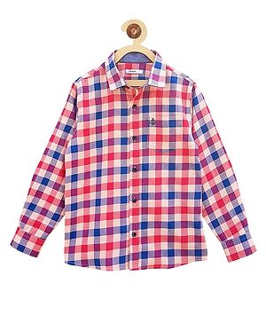 Campana  100% Cotton Full Sleeves Gingham Checked  Shirt - Blue & Red