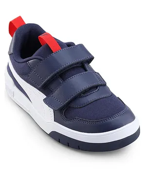 PUMA Velcro Closure Casual Shoes - Peacoat White & High Risk Red