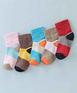 Spenta Cotton Blend Ankle Length Socks Pack of 5 (Color May Vary)