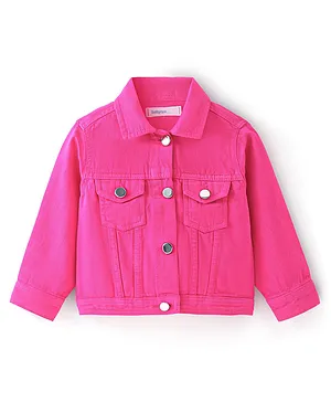 Babyoye 100% Cotton Eco Conscious Full Sleeves Solid Colored Denim Jacket - Pink