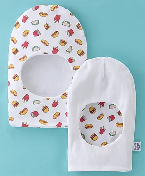 Ben Benny Cotton Reversible Monkey Cap Burger Print White - Diameter 10 cm