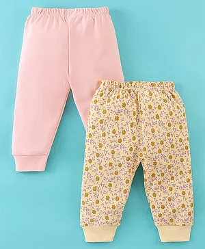 Ben Benny Cotton Interlock Knit Full Length Lounge Pant Floral Print Pack of 2 - Multicolor