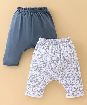 Ben Benny Cotton Knit Full Length Diaper Legging Solid Color & Abstract Print Pack Of 2 - Grey & White
